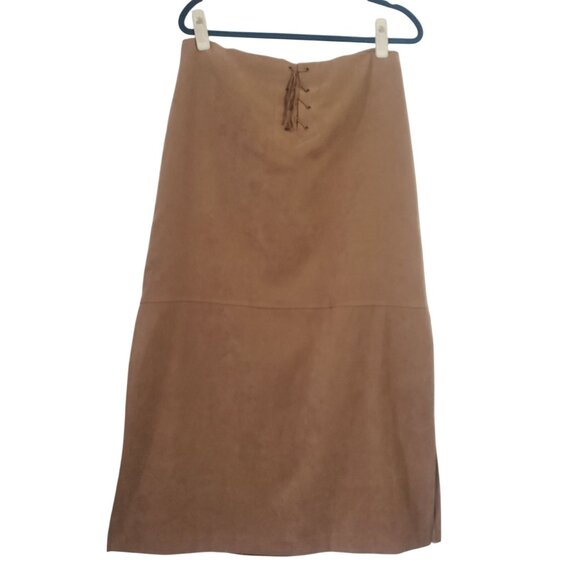 Vintage‎ Exact Change Juniors Tan Tie Up Maxi Skirt Size 13 Western Festival - Picture 1 of 8